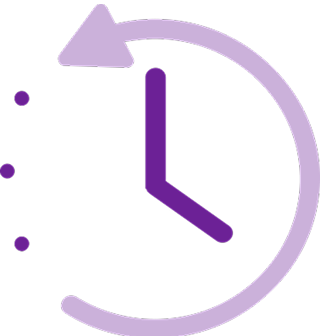 Icono de un reloj con una flecha circular